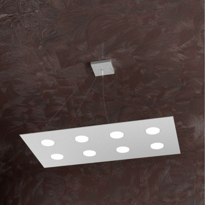 Image of Top-light - Lampadario moderno top light area 1127 s8 r+3 gx53 led biemissione metallo sospensione, finitura metallo grigio - Grigio