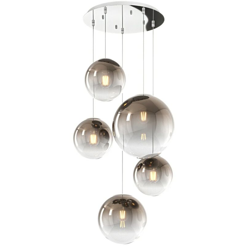 Image of Lampadario moderno top light big eclipse 1194 cr s5 tmix br e27 led vetro lampada soffitto sfera globo