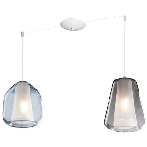 Lampadario moderno top light double skin 1176bi s2 s bg mc e27 led vetro sospensione