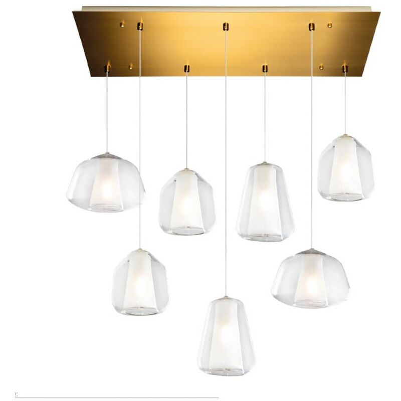 Image of Lampadario classico top light double skin 1176os s7 r e27 led lampada soffitto, vetro trasparente