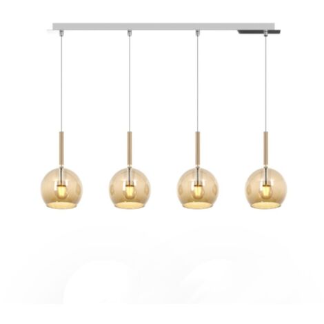 Lampadario moderno top light future 1155cr s4 rp e27 led vetro pirex soffiato, vetro ambra