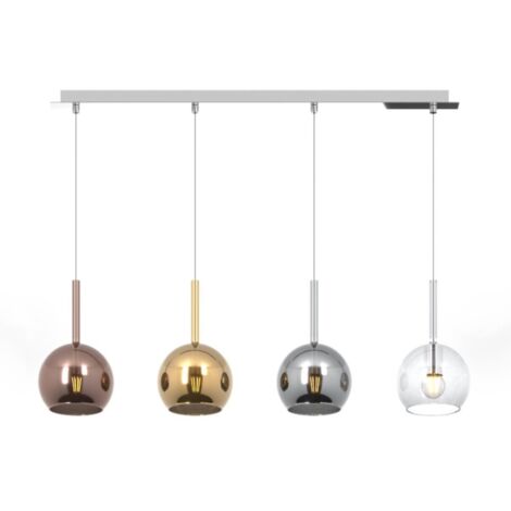 Lampadario moderno top light future 1155cr s4 rp mc e27 led vetro pirex soffiato