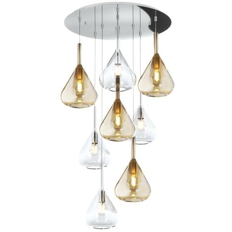 Lampadario moderno top light kona 1177 cr s8 t ta e27 led vetro lampada soffitto