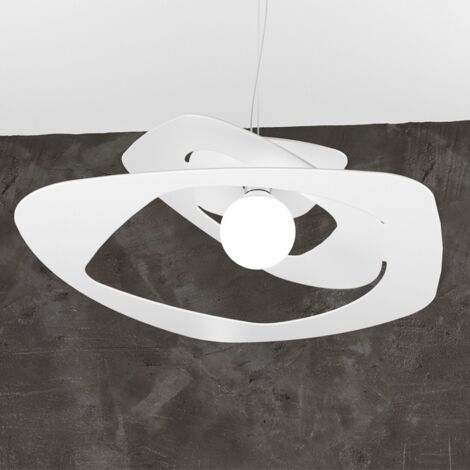Lampadario moderno top light warped 1157 s65 e27 led metallo sospensione, finitura metallo bianco