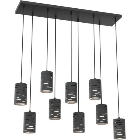 Lampadario Moderno Venere Acciaio Nero 9 Luci E27 Ip20