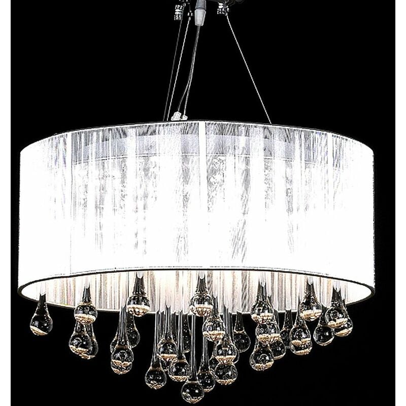 Image of Lampadario moderno vetro con paralume lampada a sospensione con 85 Cristalli vari colori colore : bianco