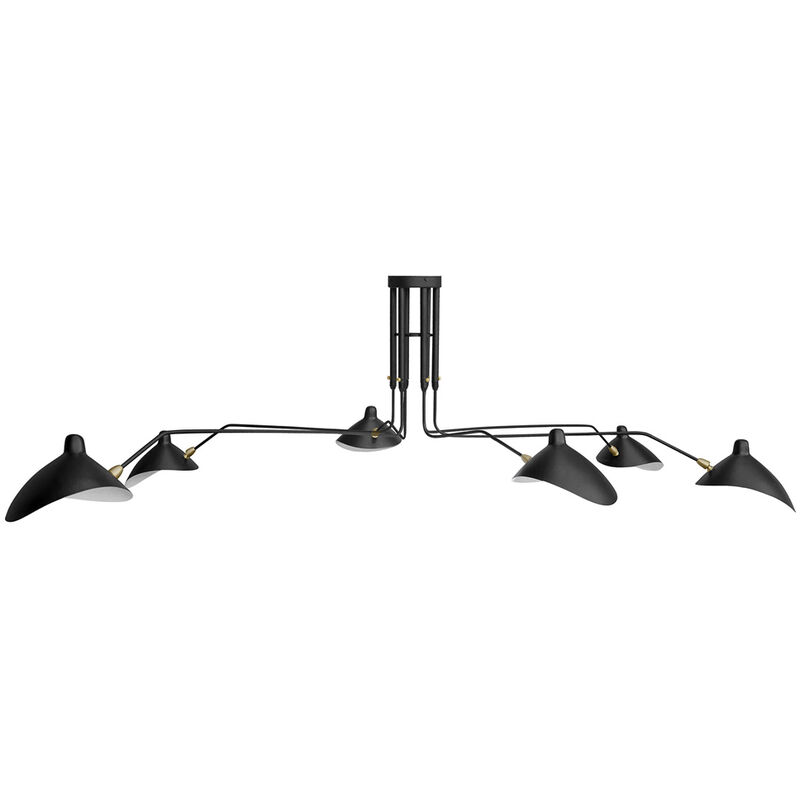 Image of Privatefloor - Lampada da soffitto - Lampada flessibile - 6 bracci - George Nero - Ottone, Ferro, Metallo, Metallo - Nero