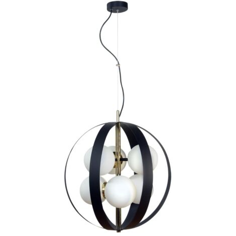 Lampadario NELA Zuma Line 6xE14 nero oro sfere bianco