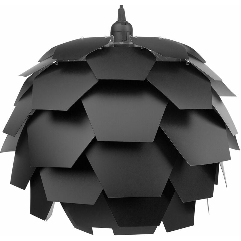 Image of Lampadario Moderno in Plastica Nera Design Geometrico a Forma di Fiore Segre - Nero