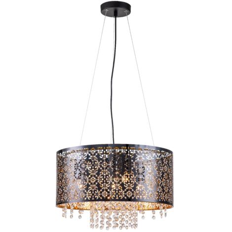 Lampadario nero Hissa cristalli 4xE27 60W Ø45 Reality