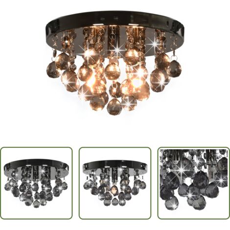Lampadario nero -  Lampadario con Perle Fumé Tondo Nero G9