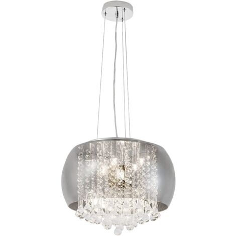 Lampadario Ninelle Rabalux cromato cristalli fumé Ø40 6xG9