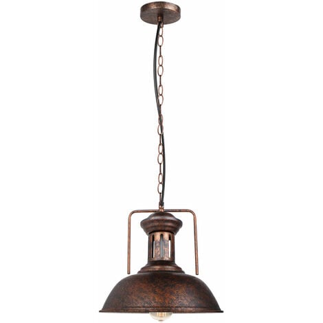 Lampadario Nostalgico Creativo Paralume Ferro Battuto Ø33CM E27 Lampada a Sospensione Decorareativa Regolabile Barra Loft Ristorante - 1 Pezzo Ruggine