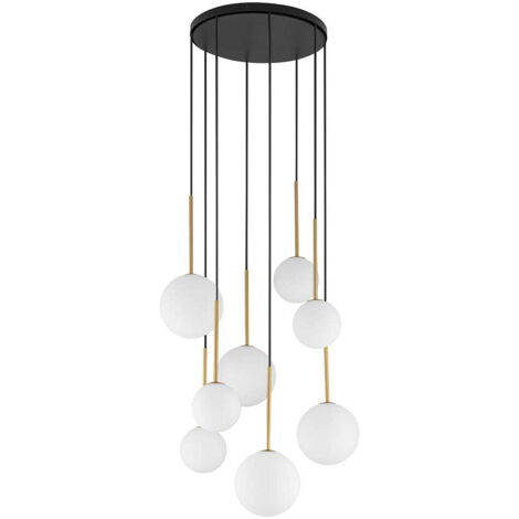Lampadario Nowodvorski KARO 8 luci sfere bianco nero oro