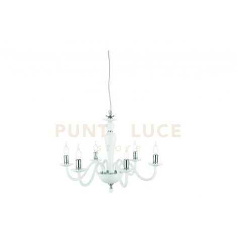 LAMPADARIO PAGANINI 6 LUCI BIANCO CROMO ATTACCO E14 D.70CM