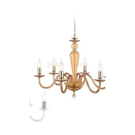 LAMPADARIO PAGANINI 8 LUCI AMBRA ORO ATTACCO E14 D.84CM