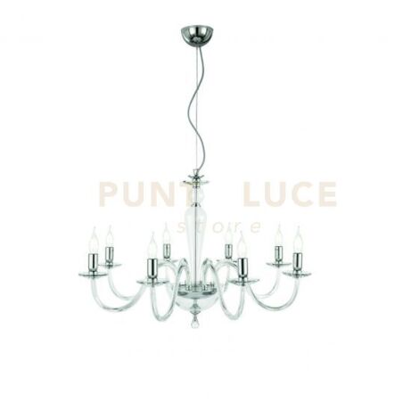 LAMPADARIO PAGANINI 8 LUCI BIANCO CROMO ATTACCO E14 D.84CM