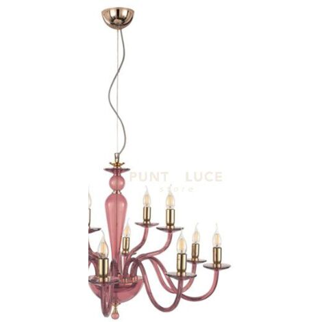 LAMPADARIO PAGANINI 8 LUCI BORGOGNA ORO ATTACCO E14 D.84CM