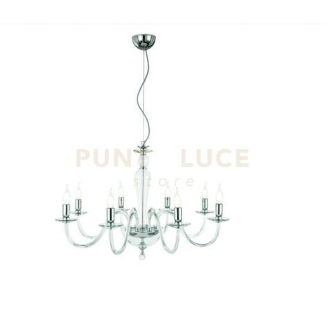 LAMPADARIO PAGANINI 8 LUCI CRISTALLO CROMO ATTACCO E14 D.84CM
