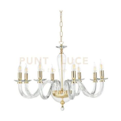 LAMPADARIO PAGANINI 8 LUCI CRISTALLO ORO ATTACCO E14 D.84CM