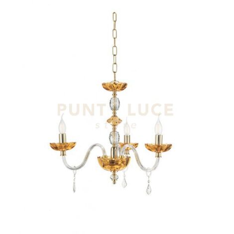 LAMPADARIO PATRICIA 3 LUCI ATTACCO E14 COLORE AMBRA D.65CM
