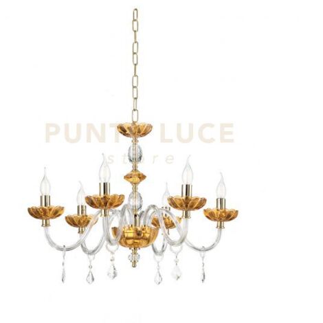 LAMPADARIO PATRICIA 6 LUCI ATTACCO E14 COLORE AMBRA D.75CM