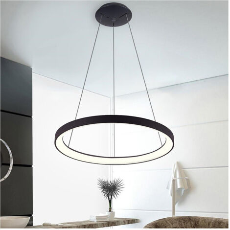Lampadario Pendente Led 60 Watt Cct Lampada Sospensione Circolare 78cm Luci 230v       Noir