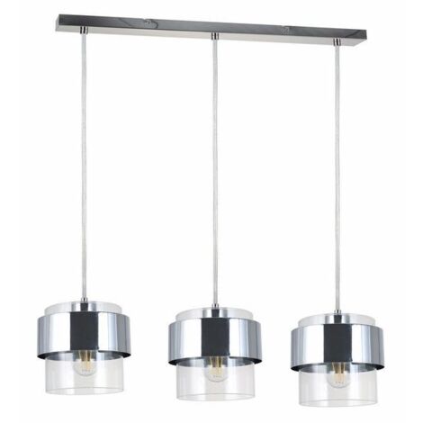 Lampadario pendente Reality Quan cromato 3 luci vetro E27