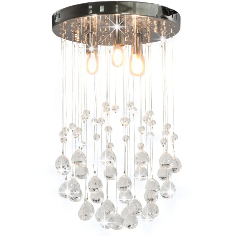 Image of Vidaxl - Lampadario Perle di Cristallo a Sfera Argento 3 Lampadine G9
