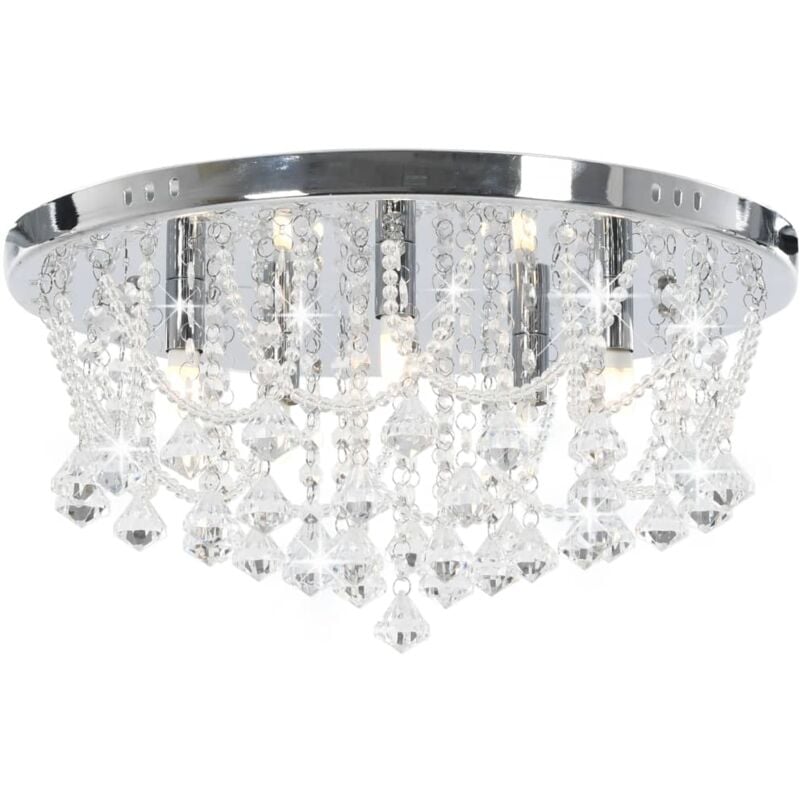 Image of Lampadario Perle di Cristallo Argento Rotondo 4 Lampadine G9 Vidaxl 876239