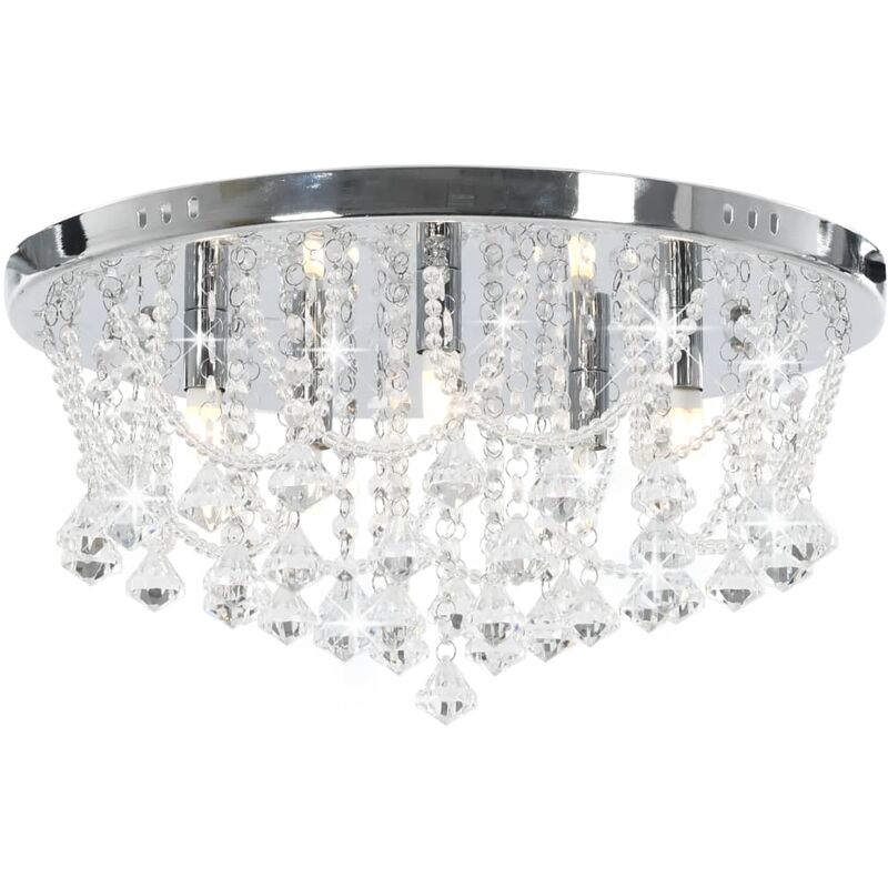Lampadario Perle di Cristallo Argento Rotondo 4 Lampadine G9 vari dimensioni dimensioni : 45 x 22 cm
