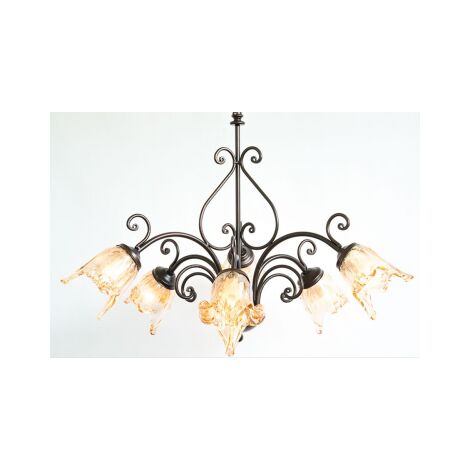 LAMPADARIO PLAFONIERA APPLIQUE EMOZIONI 6 LUCI DIAM.CM.60 H.70 NERO/RUGGINE