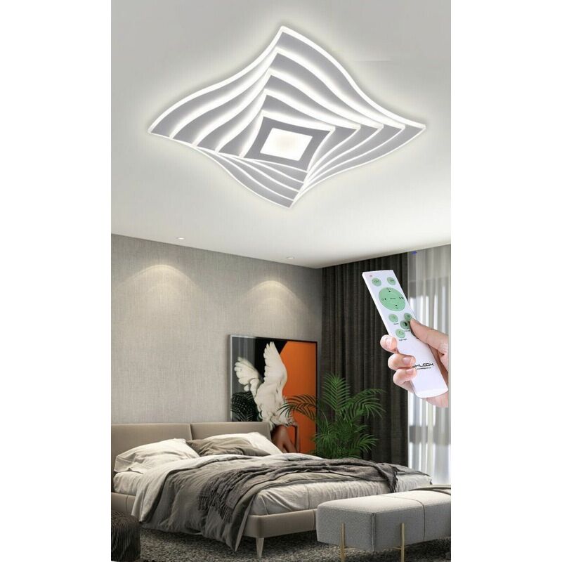 Image of Lampadario Plafoniera Illuminazione quadrata Led Moderno 75W Luce Per Soffitto dimmerabile con telecomando