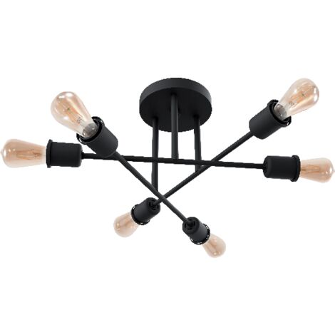Lampadario plafoniera luce led E27 lampada da soffitto in metallo nero portalampada stile moderno minimal