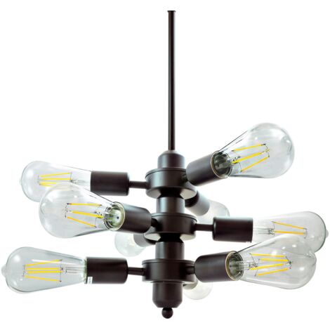 Lampadario Polux Orebro nero metallo 9xE27 Ø25cm IP20