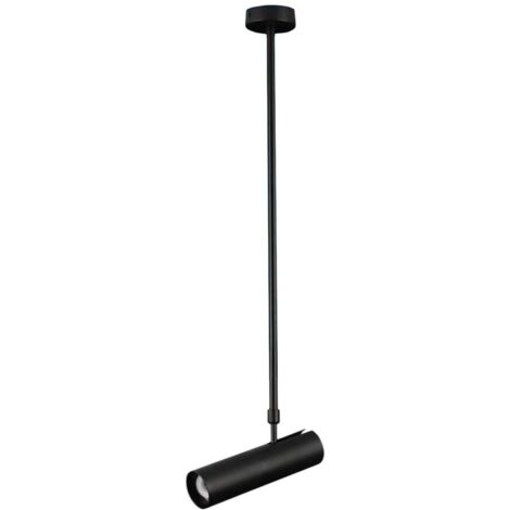 Lampadario Portafaretto A Sospensione Cilindro Gu10 Asta Regolabile Nero