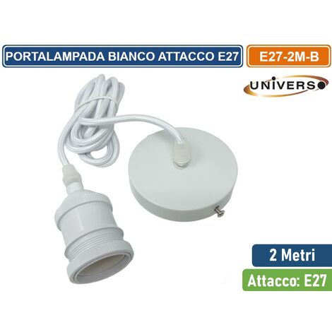LAMPADARIO PORTALAMPADA IN METALLO A SOSPENSIONE DI COLORE BIANCO PER LAMPADINE E27