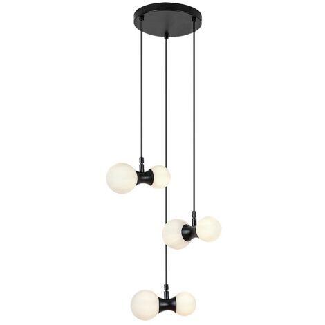 Lampadario Rabalux Lition nero vetro sfere bianche 6xG9