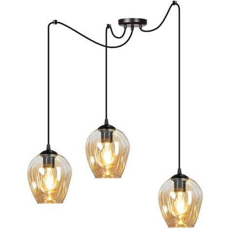 Lampadario ragno Emibig Level 3 luci E27 nero miele