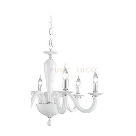 LAMPADARIO RAVEL 12 LUCI ATTACCO E14 BIANCO E CROMO D.82CM