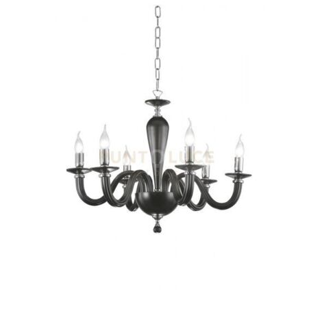 LAMPADARIO RAVEL 12 LUCI ATTACCO E14 NERO E CROMO D.82CM
