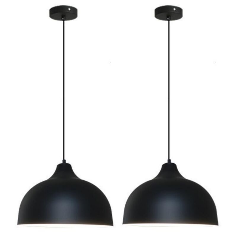 Image of Wottes - Lampadario a Sospensione Industriale Retrò Lampada a Sospensione Metallo Plafoniera Nero Lampada da Soffitto Creativo 2 Pezzi