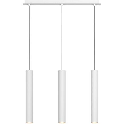 Lampadario Rettangolare Industrial-Minimal Xeana Metallo Bianco 3 Luci Gu10