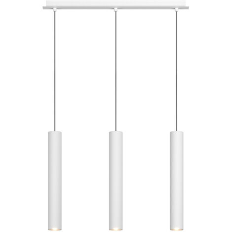 Lampadario Rettangolare Industrial-Minimal Xeana Metallo Bianco 3 Luci Gu10