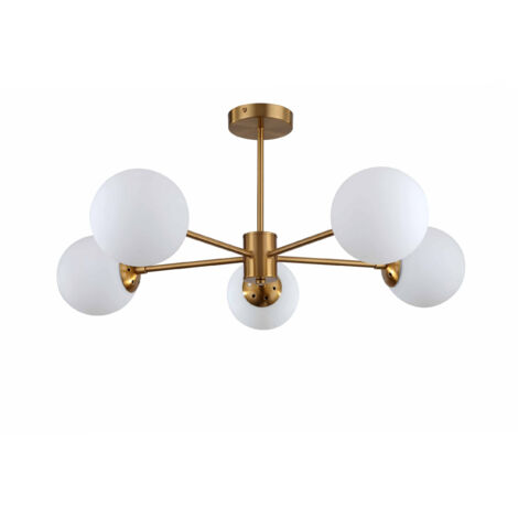 Lampadario Roma 5 luci E14 oro/bianco Light Prestige