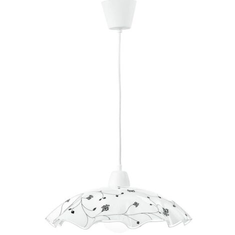 LAMPADARIO ROOT E27 D.42XH120CM BIANCO/FIORI NERI