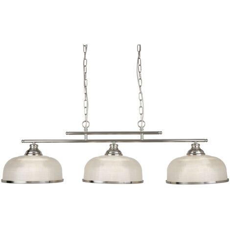 Lampadario Rustico Bistrot Ii Acciaio Argento Vetro Trasparente 3 Luci E27