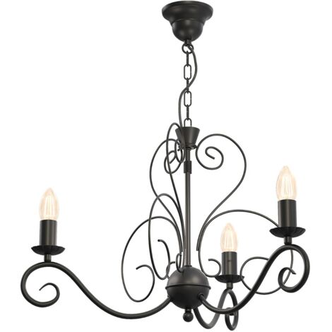 Lampadario rustico nero in metallo Mauro 3 luci E14 Luminex