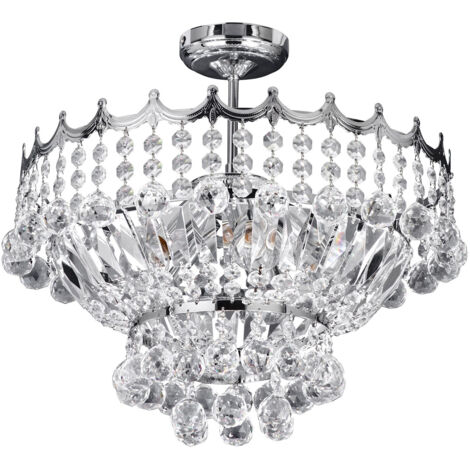 Lampadario semi-incassato Versailles 5Lt - Cromo e cristallo
