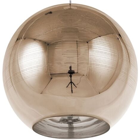 Lampadario sferico in vetro dorato Asaro